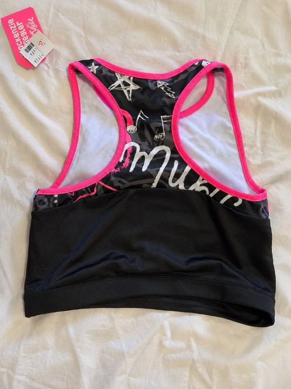 Justice Girl's Black & Hot Pink Graffiti-Print Sports Tank